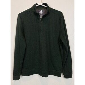 Johnnie-O Mens M Forest Green 1/4 Zip Pullover Sweater Golf Preppy Quiet Luxury